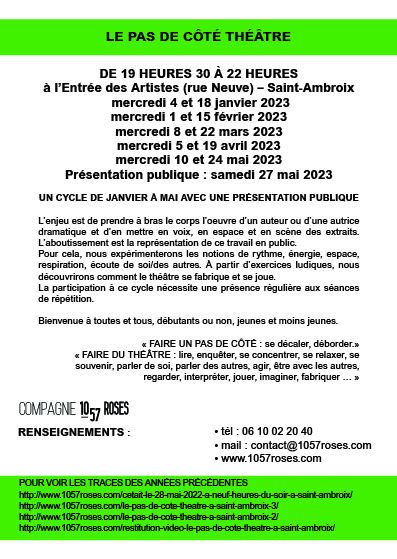 Trainance - 2023 - L'atelier PAS DE CÔTÉ THÉÂTRE à Saint-Ambroix reprend en janvier